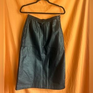 100% Leather Vintage Midi Skirt